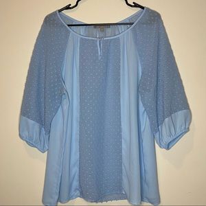NY Collection, baby blue 3/4 sleeve blouse